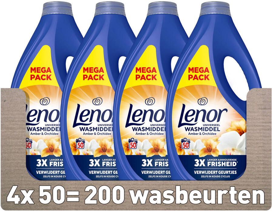 Lenor Vloeibaar Wasmiddel Amber & Orchidee 4 x 50 wasbeurten 200 wasbeurten