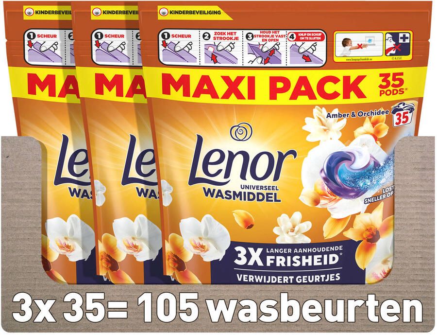 Lenor Wasmiddel Pods Amber & Orchidee 3 x 35 stuks 105 wasbeurten