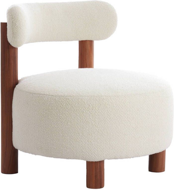 Light & Living Fauteuil Ferentino Acaciahout en Bouclé Crème