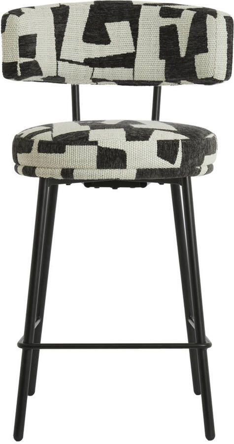 Light & Living Barkruk Harvie Geweven stof Crème Zwart (zithoogte 65cm)