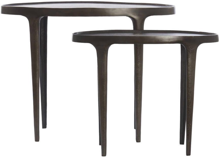 Light & Living Light&living Bijzettafel S|2 55x25 5x44+70x33x53 cm ARICA donker bruin - Foto 3