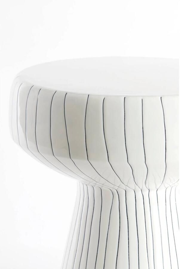Light & Living Bijzettafel Dakwa 38cm Wit Zwart Rond