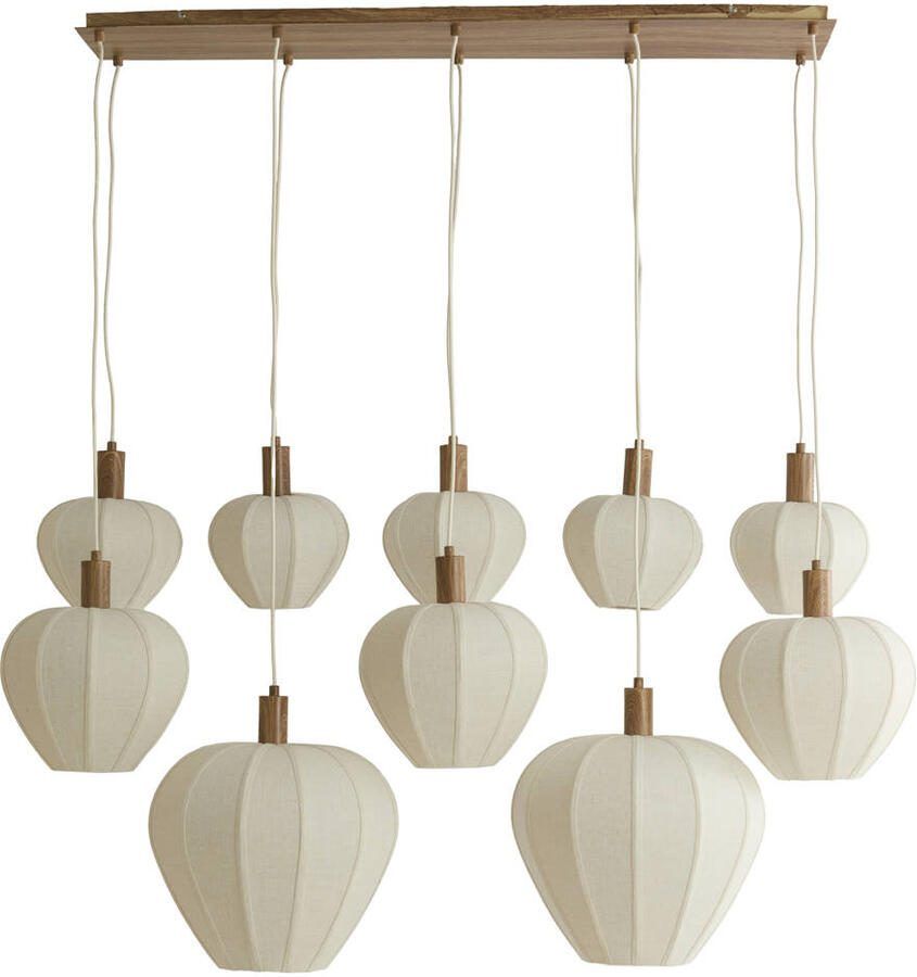 Light & Living Hanglamp Huxi Naturel houtlook en linnen 10-lamps Naturel