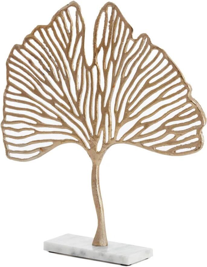 Light & Living Deco Beeld Leaf Goud Marmer|steen