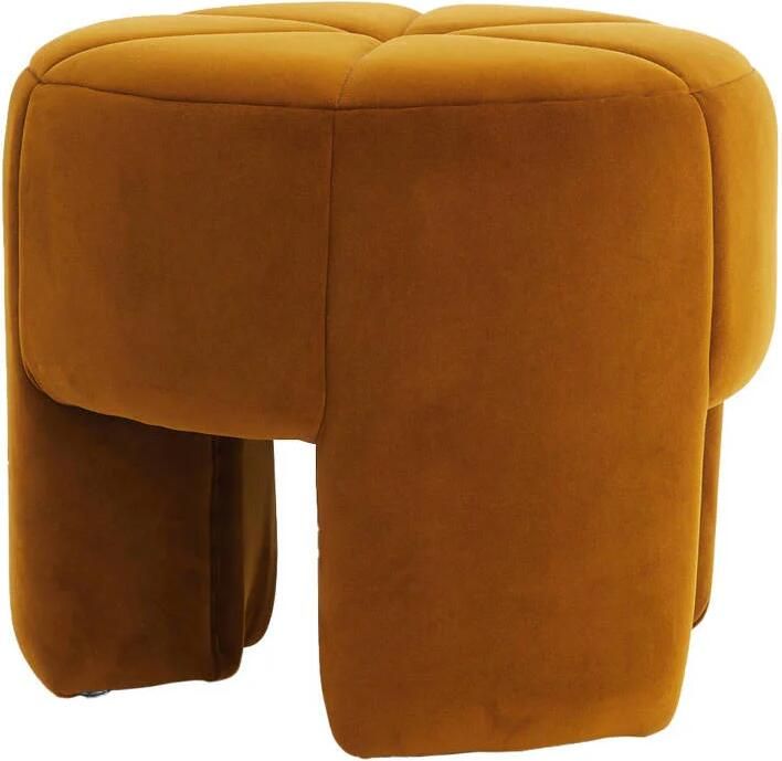 Light & Living Poef Batoemi Velvet Ø51cm Okergeel Rond