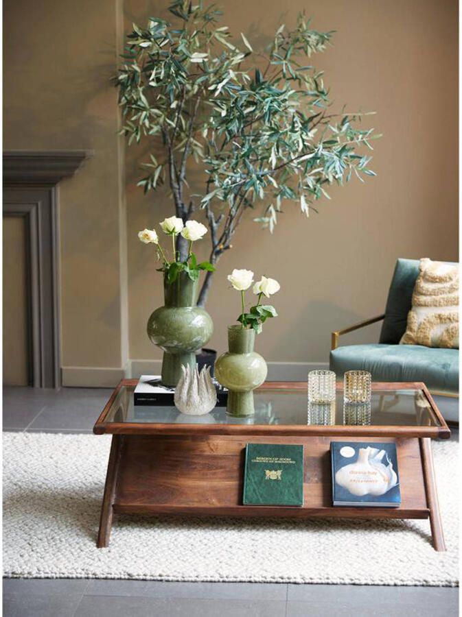 Light & Living Salontafel Yuki Acaciahout en glas 112 x 70cm Bruin