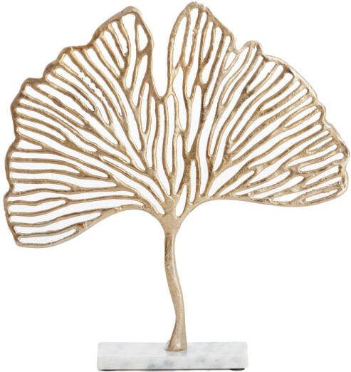 Light & Living Deco Beeld Leaf Goud Marmer|steen