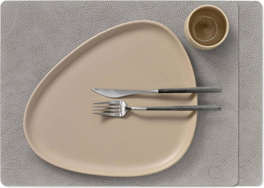 LIND DNA Placemats Hippo Leer Anthracite Grey 45 x 35 cm 2 Stuks