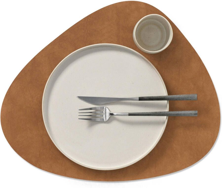 LIND DNA Placemats Nupo Leer Army Green Nature Curved dubbelzijdig 44 x 37 cm 2 Stuks