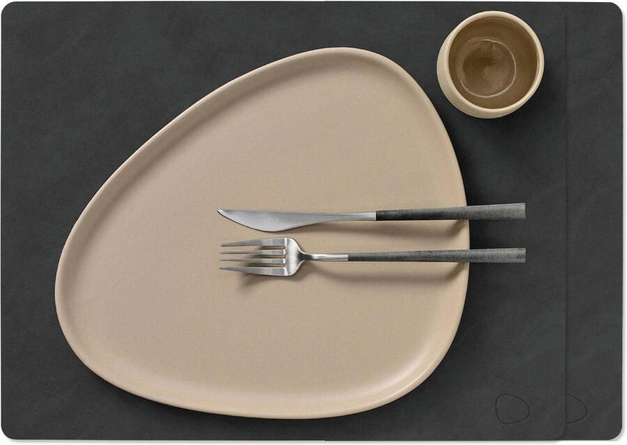 LIND DNA Placemats Nupo Leer Black 45 x 35 cm 2 Stuks