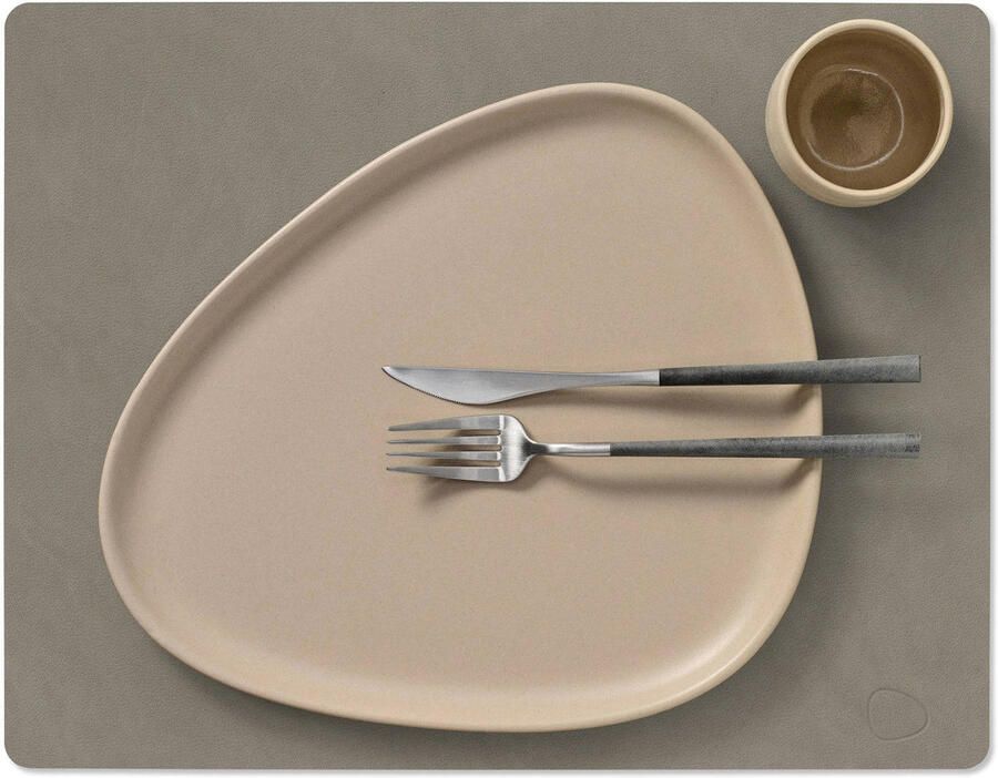 LIND DNA Placemats Nupo Leer Flint Grey 45 x 35 cm 2 Stuks