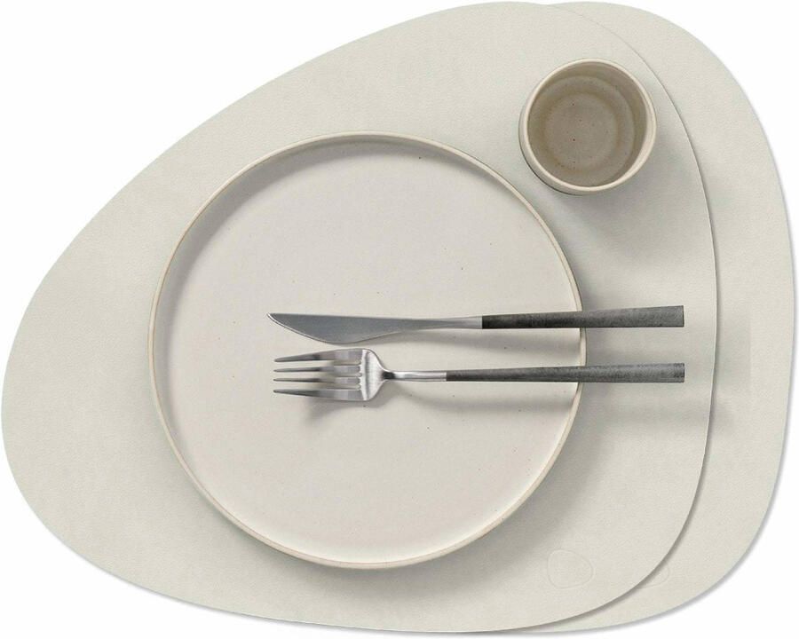 LIND DNA Placemats Nupo Leer Linen Curved 44 x 37 cm 2 Stuks