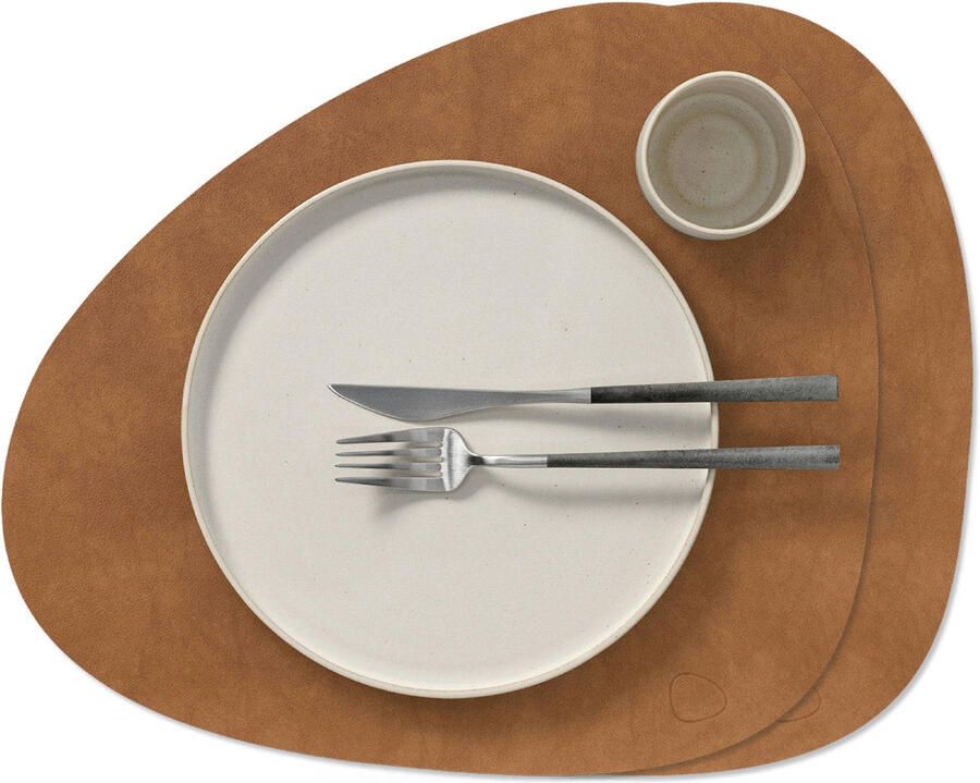 LIND DNA Placemats Nupo Leer Nature Curved 44 x 37 cm 2 Stuks