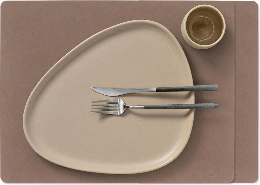 LIND DNA Placemats Nupo Leer Truffle 45 x 35 cm 2 Stuks