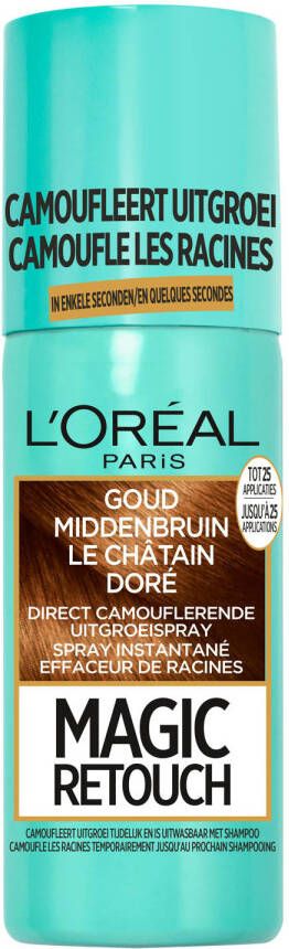 L'Oréal Paris Coloration Magic Retouch uitgroei camoufleerspray 75 ml Goud Middenbruin