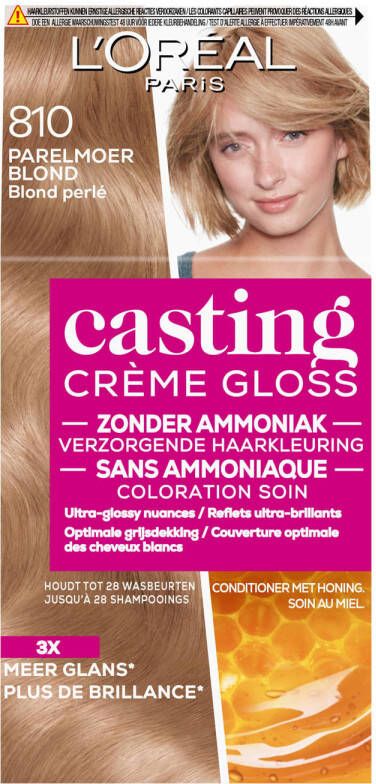 L'Oréal Paris Crème Gloss permanente haarkleuring 810 Parelmoer Blond