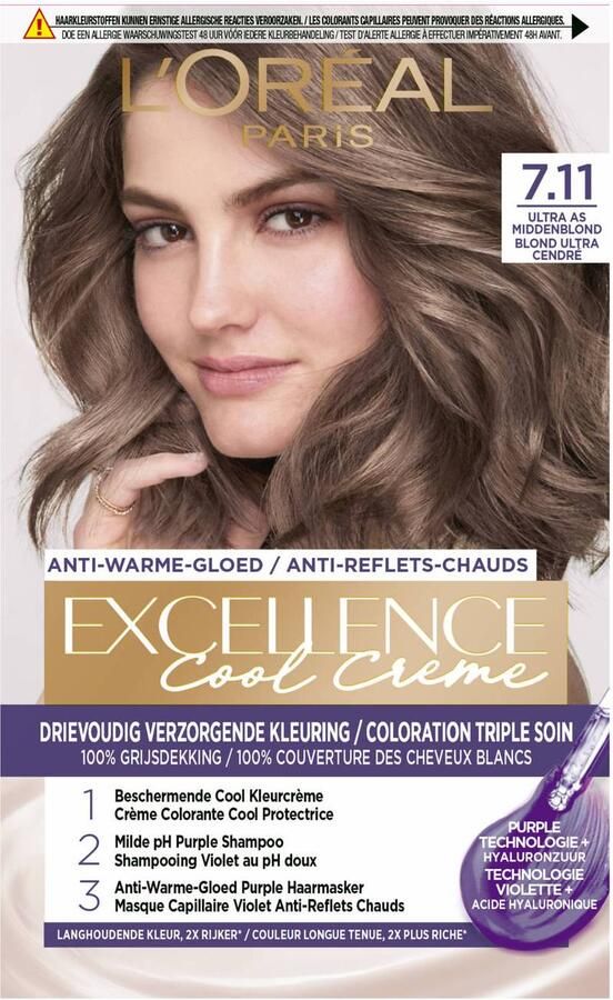L'Oréal Paris Excellence Crème haarkleuring 7.11 Ultra As Middenblond