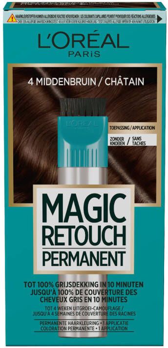 L'Oréal Paris Magic Retouch permanente haarkleuring 4 middenbruin