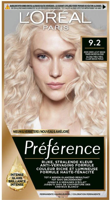 L'Oréal Paris permanente haarkleuring 9.2 Warsaw Zeer licht beige parelmoer blond