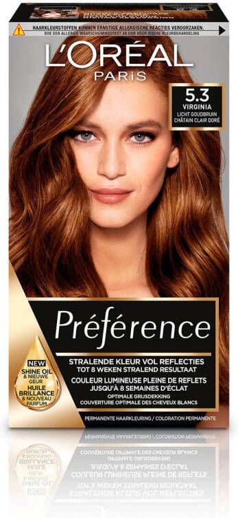 L Oréal Paris Préférence 5.3 Licht Goudbruin Haarverf met Color extender