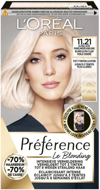 L'Oréal Paris Préférence permanente haarkleuring Le Blonding 11.21 Ultra Licht Parelmoer Asblond