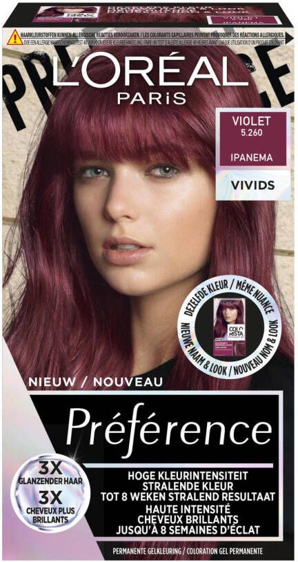 L'Oréal Paris Préférence Preference Vivids 5.260 Violet Ipanema- Permanente Haarkleuring