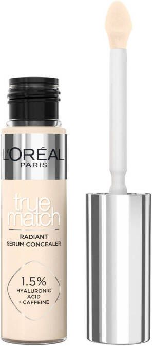 L Oréal Paris L'Oréal Paris True Match Radiant Serum Concealer Geschikt voor de gevoelige huid Verrijkt met 1 5% hyaluronzuur en cafeïne voor hydratatie en verfrissing Medium dekking Stralende finish Verzorgt als een oogserum True Match 1N 11 ml