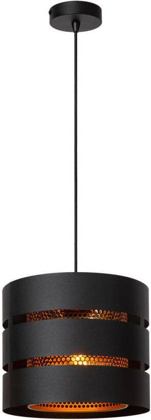 LUCIDE Hanglamp Rosas Zwart Messing 26cm E27