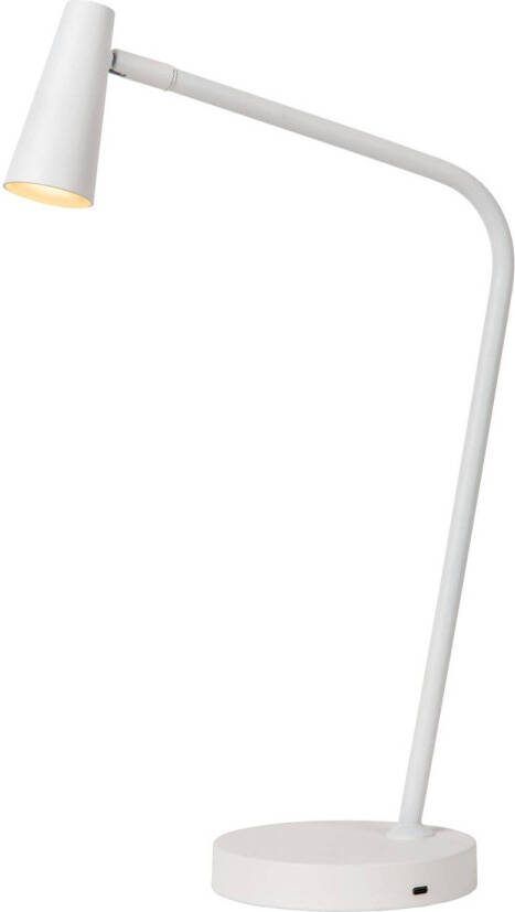 Lucide STIRLING Oplaadbare Tafellamp Accu Batterij LED Dimb. 1x3W 2700K 3 StepDim Wit