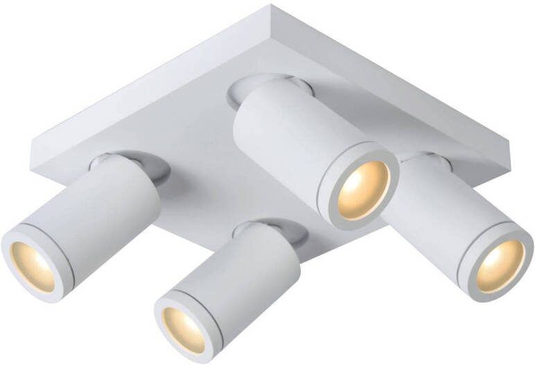Lucide TAYLOR Plafondspot Badkamer LED Dim to warm GU10 4x5W 2200K 3000K IP44 Wit