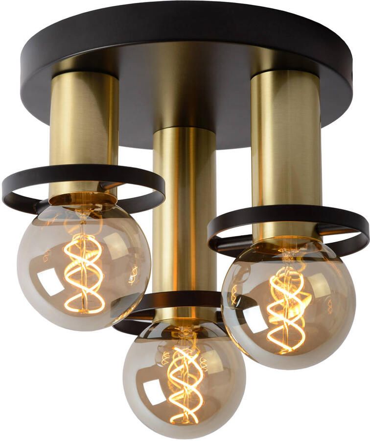 Lucide Plafondlamp Anaka Zwart Messing ⌀30cm 3xe27