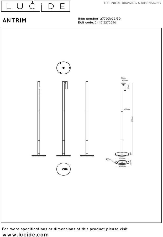 Lucide ANTRIM Oplaadbare Leeslamp Binnen Buiten Accu Batterij LED Dimb. 1x2 2W 2700K IP54 Met draadloos oplaadstation Zwart - Foto 3