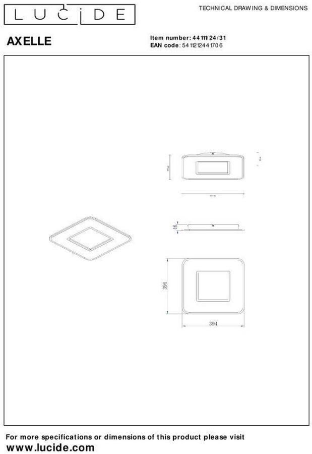 Lucide AXELLE Plafonnière LED Dimb. 1x24W 2700K 3 StepDim Wit - Foto 2