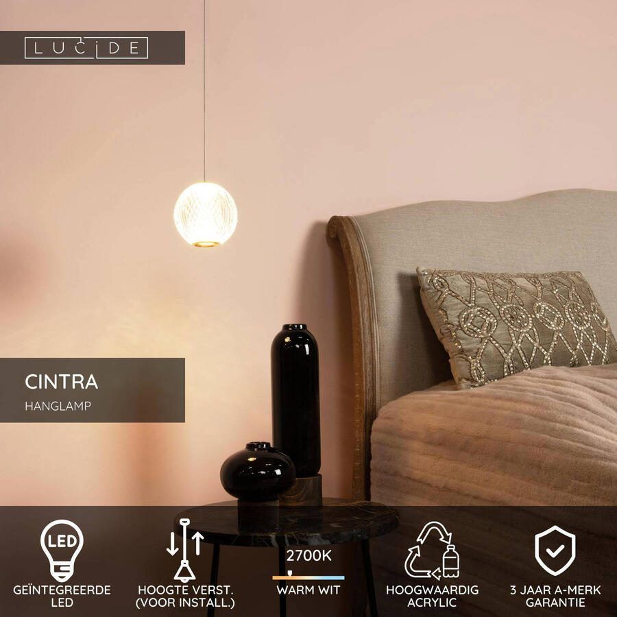 Lucide CINTRA Hanglamp Ø 14 cm LED 1x5 7W 2700K Transparant - Foto 2