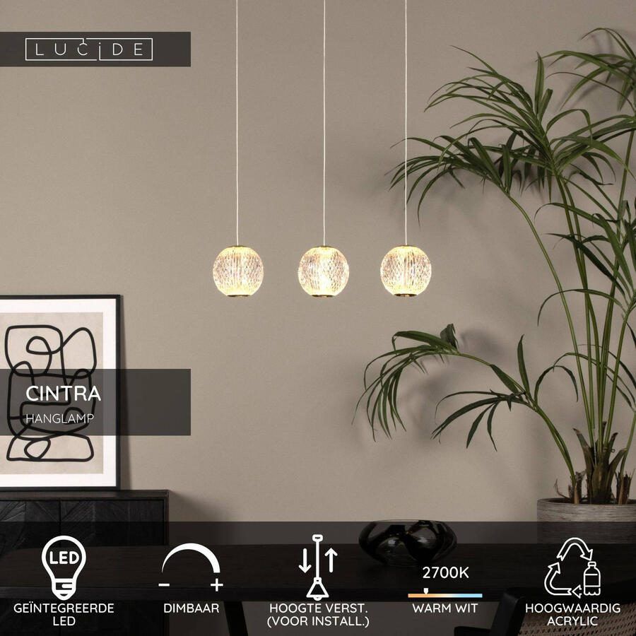 Lucide CINTRA Hanglamp LED Dimb. 3x4 7W 2700K Transparant - Foto 2