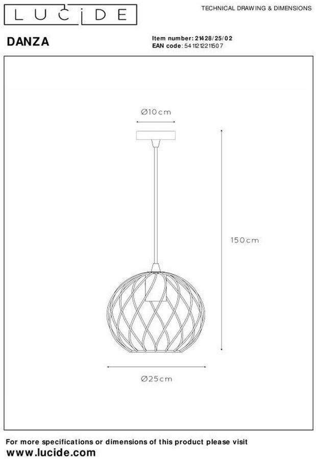 Lucide DANZA Hanglamp Ø25 cm 1xE27 Mat Goud Messing - Foto 2