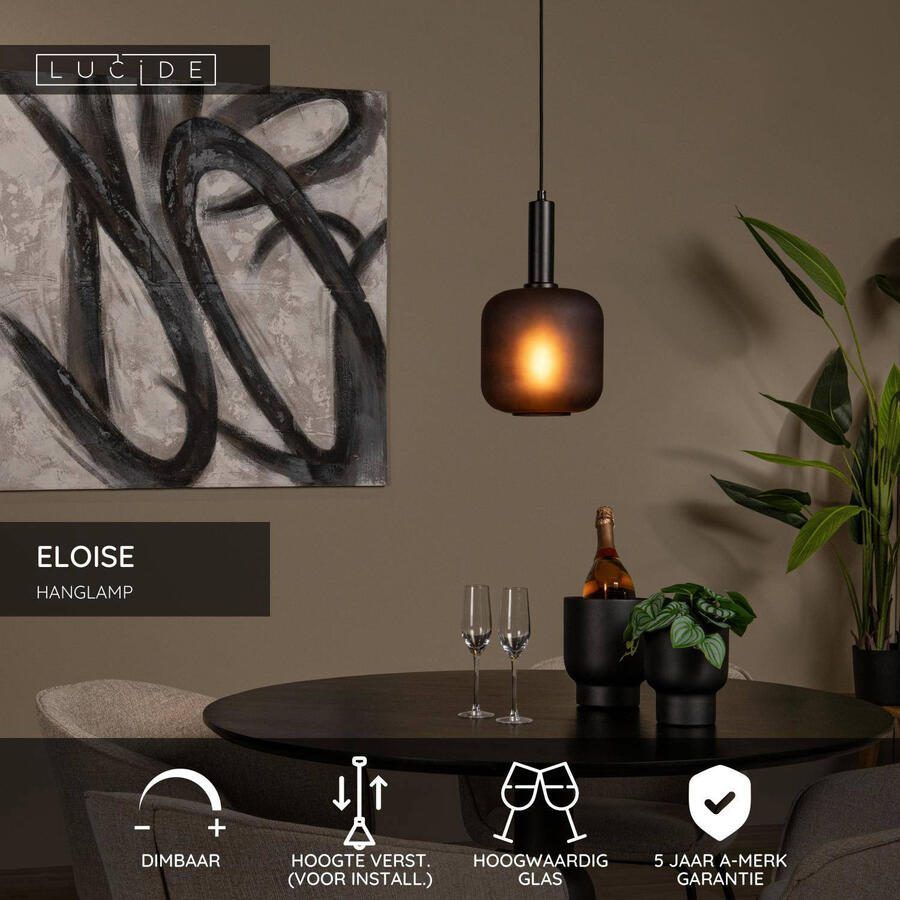 Lucide ELOISE Hanglamp Ø 21 cm 1xE27 Zwart - Foto 2