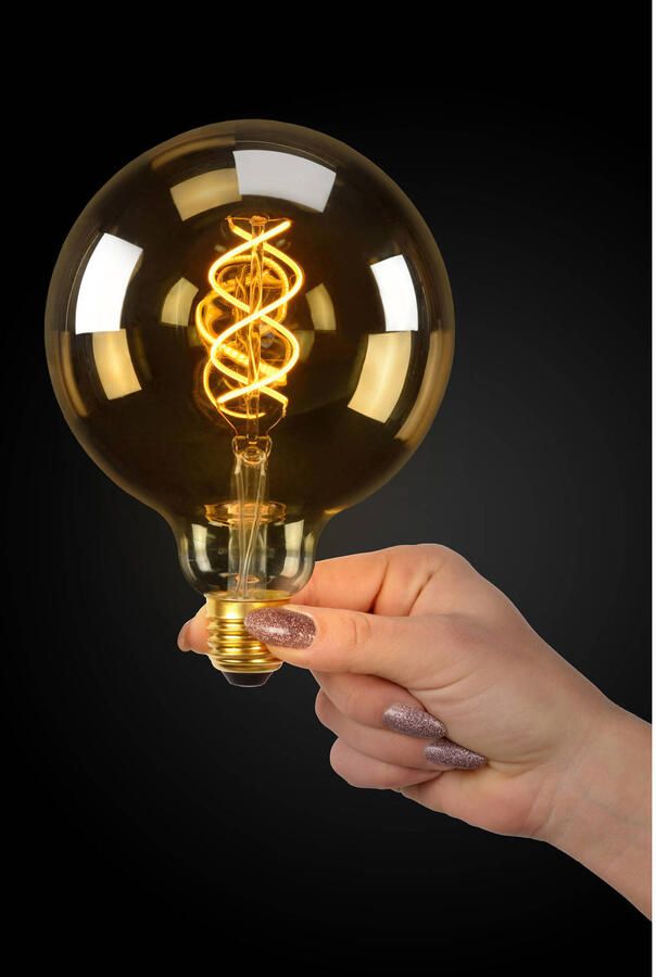 Lucide G125 Filament lamp Ø 12 5 cm LED Dimb. E27 1x5W 2200K Amber