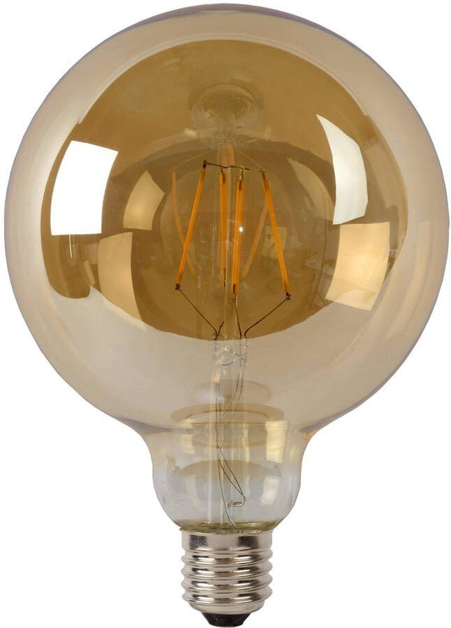 LUCIDE Ledfilamentlamp Globe G125 Amber D12 5cm Dimbaar Warm Wit E27 8w
