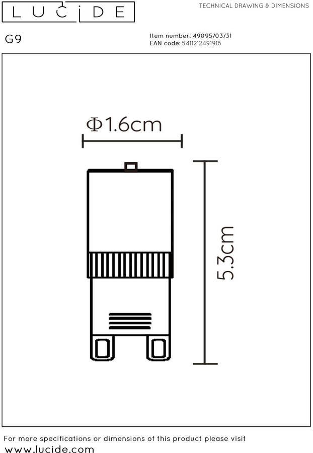 Lucide G9 Led lamp Ø 1 6 cm LED Dimb. G9 1x3 5W 2700K Wit - Foto 2