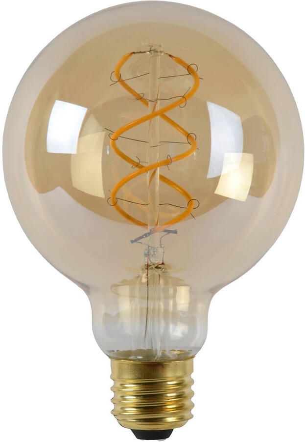 LUCIDE Ledfilamentlamp Globe G95 Ambre D9 5cm Dimbaar Warm Wit E27 4 9w
