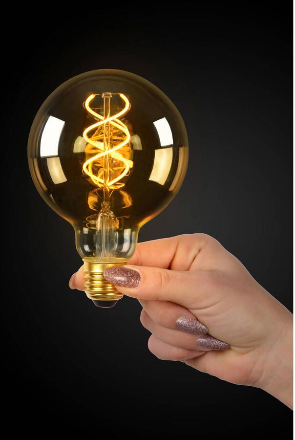 LUCIDE Ledfilamentlamp Globe G95 Ambre D9 5cm Dimbaar Warm Wit E27 4 9w - Foto 2