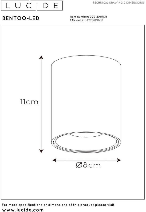 Lucide BENTOO-LED Plafondspot Ø 8 cm LED Dimb. GU10 1x5W 3000K Wit - Foto 2