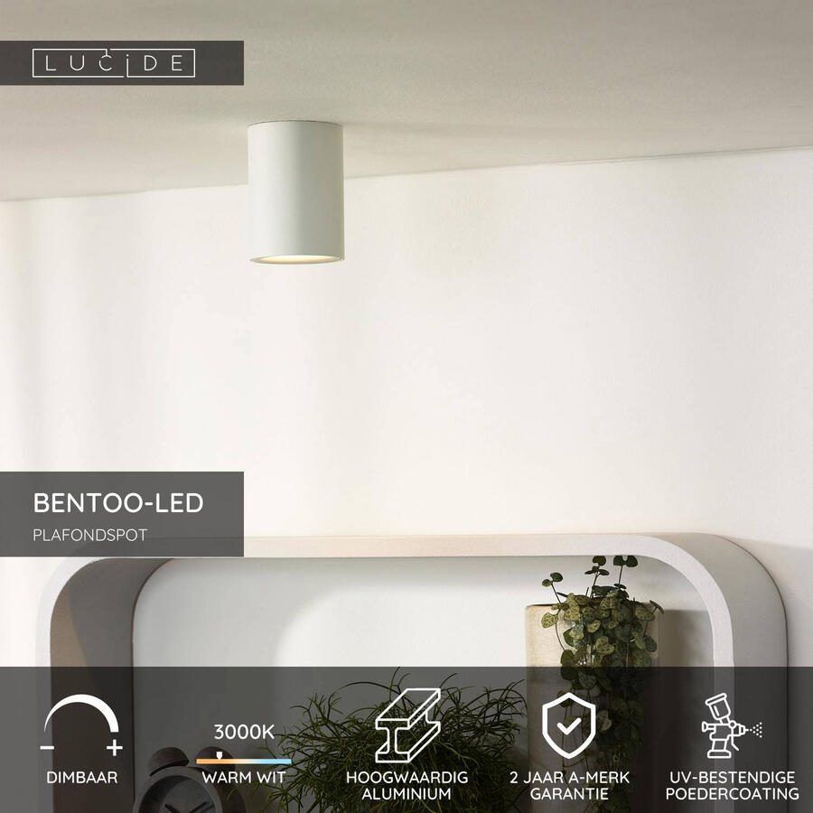 Lucide BENTOO-LED Plafondspot Ø 8 cm LED Dimb. GU10 1x5W 3000K Wit - Foto 3
