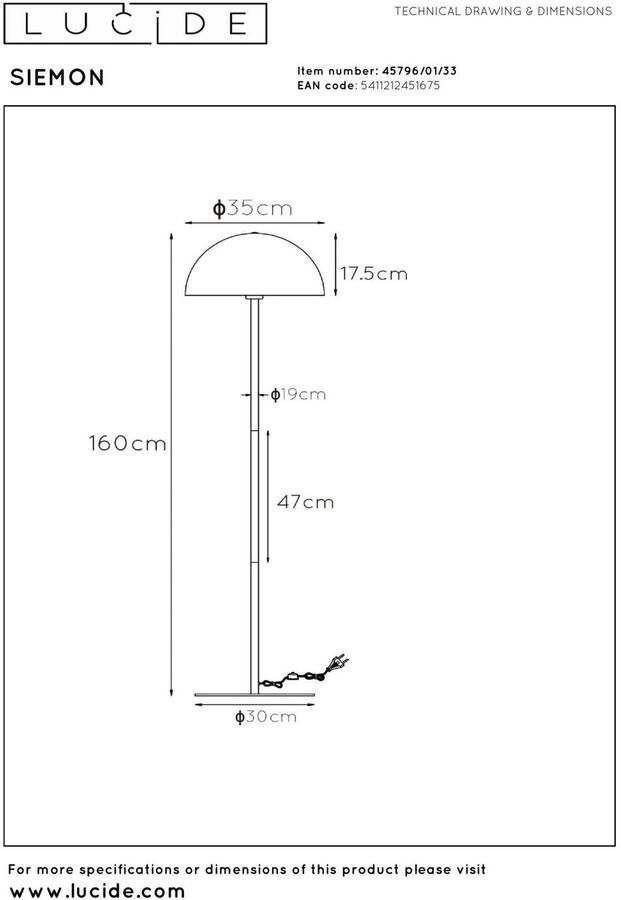 Lucide SIEMON Vloerlamp 45796 01 (Kleur: groen) - Foto 2