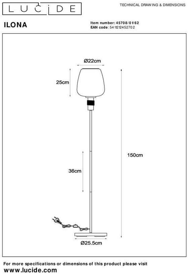 Lucide ILONA Vloerlamp Ø34 cm 1xE27 Amber - Foto 2