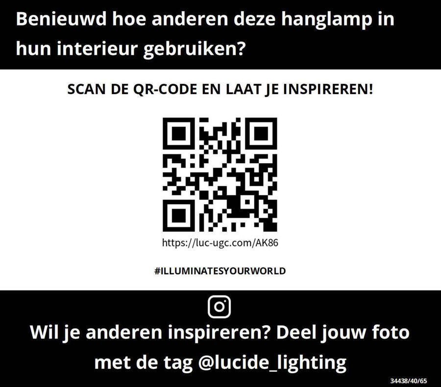 LUCIDE Hanglamp Julius Zwart Messing 40cm E27 - Foto 3