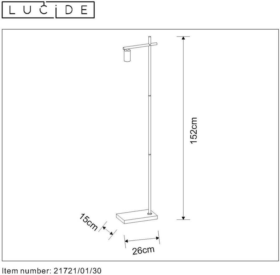 Lucide vloerlamp Leanne zwart 26x15x152 cm Leen Bakker