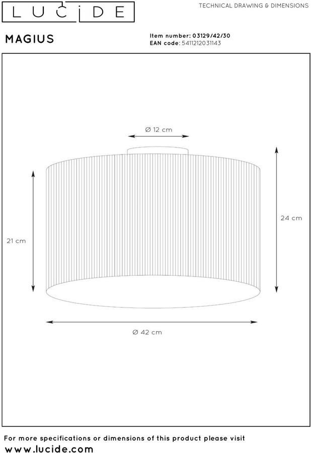 Lucide MAGIUS Plafonnière Ø 42 cm 1xE27 Licht hout - Foto 3