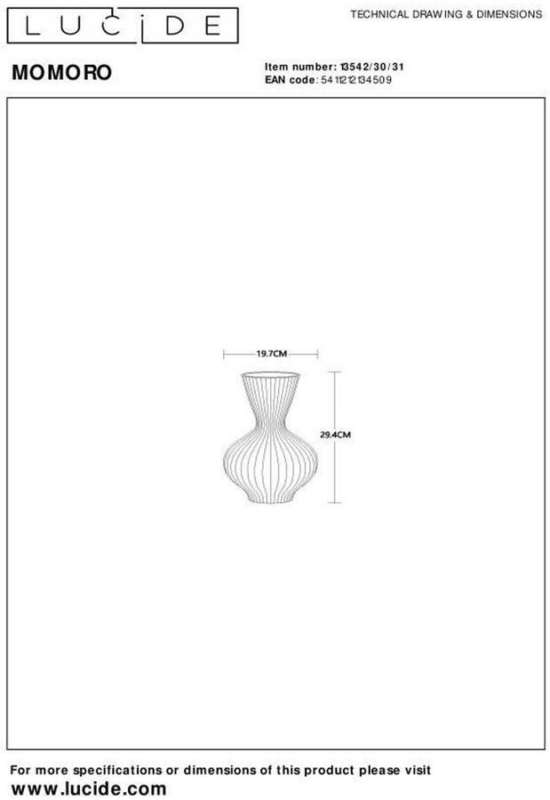 Lucide MOMORO Tafellamp 1xE14 Wit - Foto 3